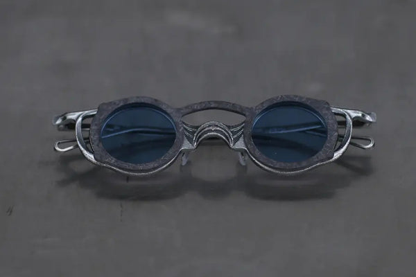 Rigards free disassembly handmade sunglasses RG2049AL silver black frame transparent blue lens